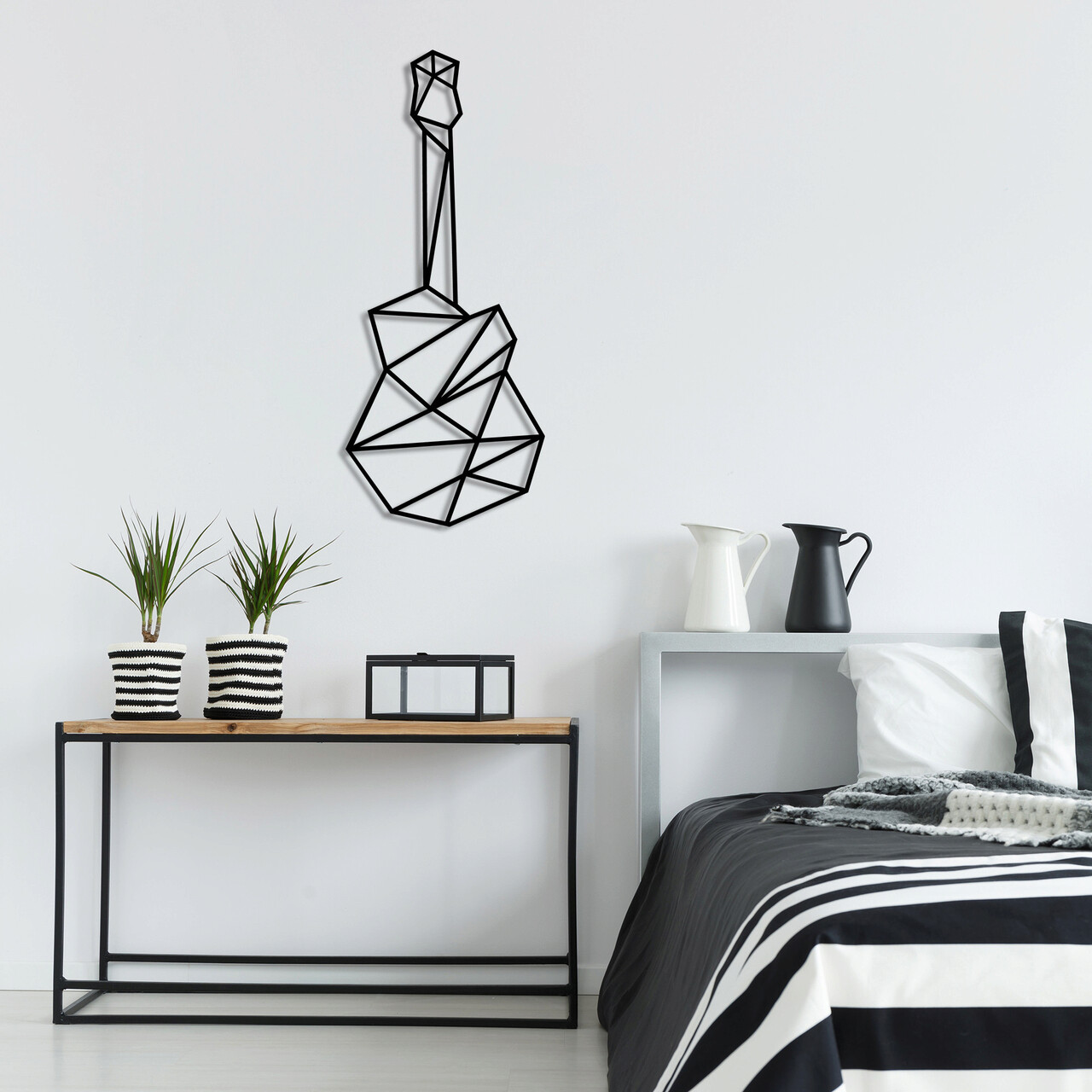 Decoratiune de perete, Guitar, Dimensiune: 23 x 55 cm, Negru - imagine 4